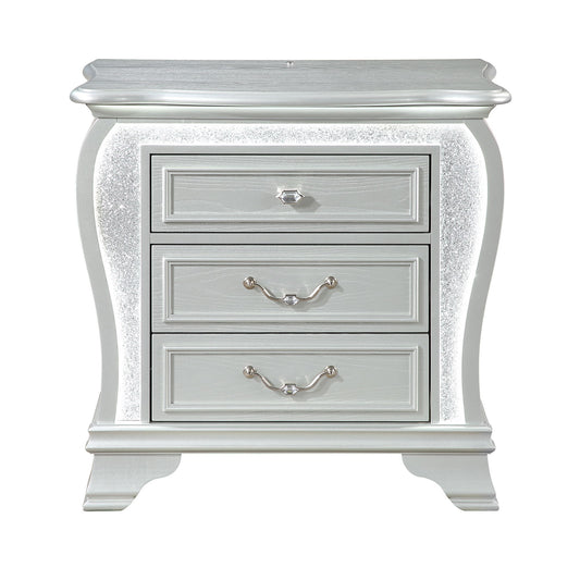 Aurelia - Nightstand With LED - Silver