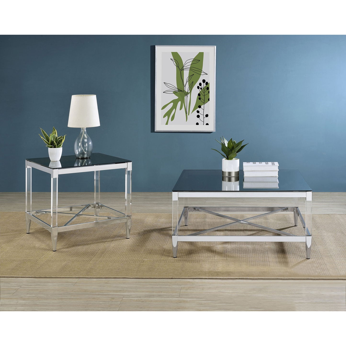 Wallingsford - 2 Piece Square Coffee And End Table Set - Chrome