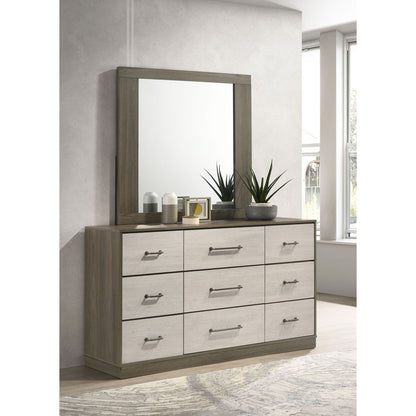 Edmondson - 9 Drawer Dresser With Mirror - Natural / Gray