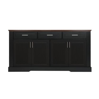 Fluted Sideboard Buffet Cabinet With 4 Doors And 3 Drawers