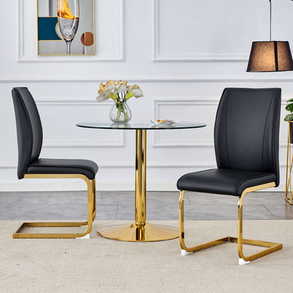 Luxurious And Minimalist Chair Covers, 2 High Elasticity Dining Chairs Arched Legs - Black / Gold