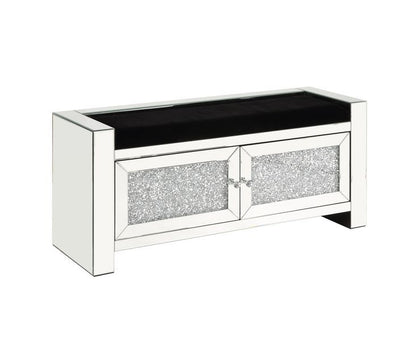 Noralie - 47" Bench With Storage - Mirrored & Faux Diamonds