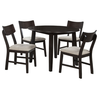 Jackie - 5 Piece Dining Set With Drop Leaf Table And Side Chairs - Dark Coffee