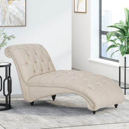 Chaise Lounge With Button Tufted Diamon Stitch