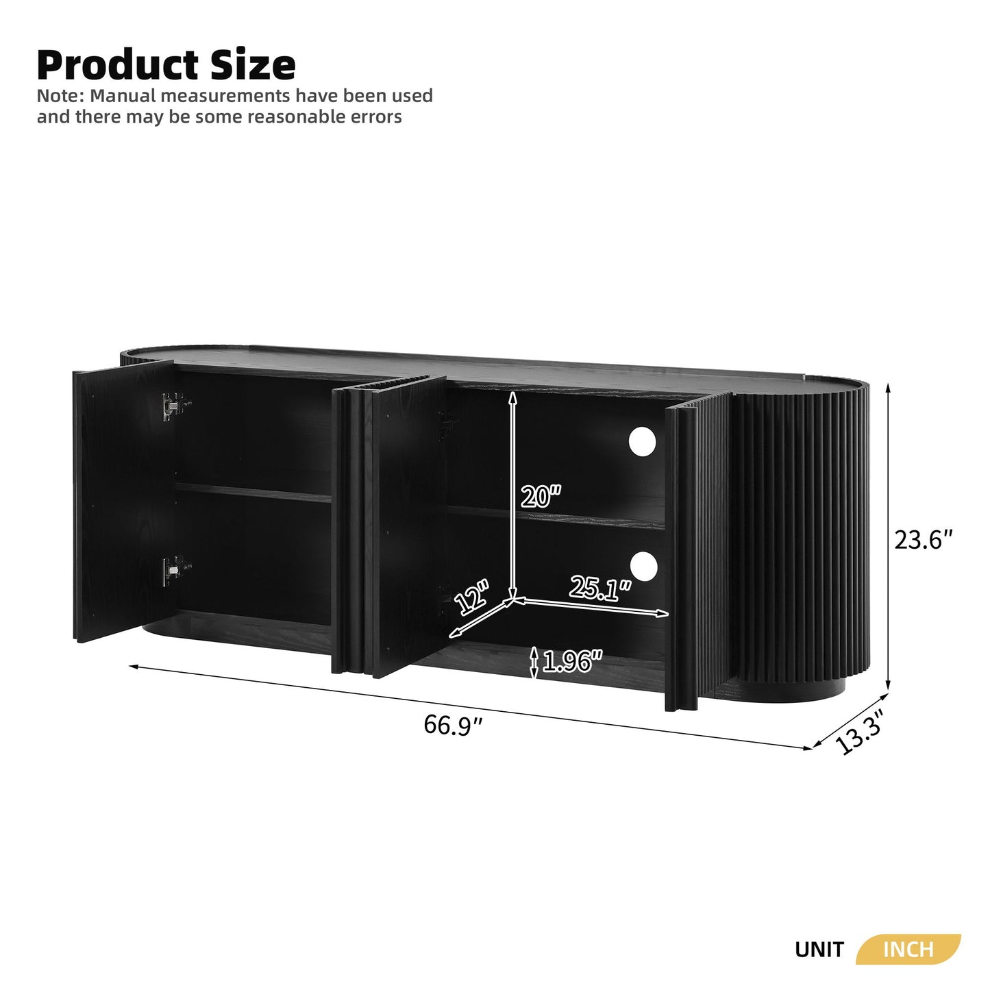 TV Stand With Fluted Tambour Style Door