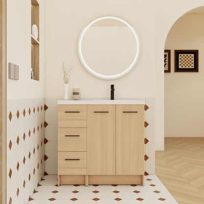 Wall Mounted Floating Bathroom Vanity With Sink, Door & Drawers Modular Cabinet