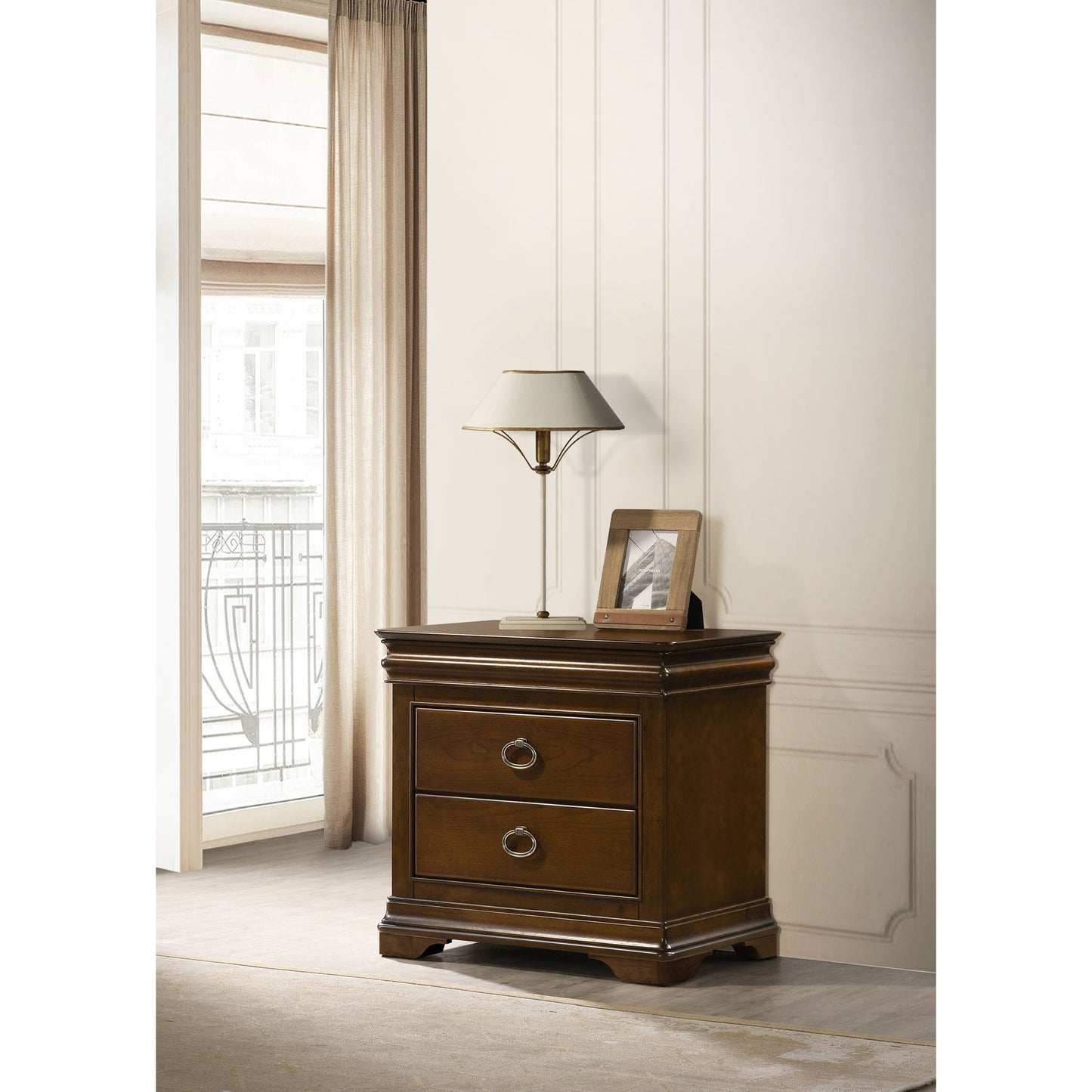 Leonide - 2 Drawer Nightstand With USB Charging And Hidden Storage - Cherry