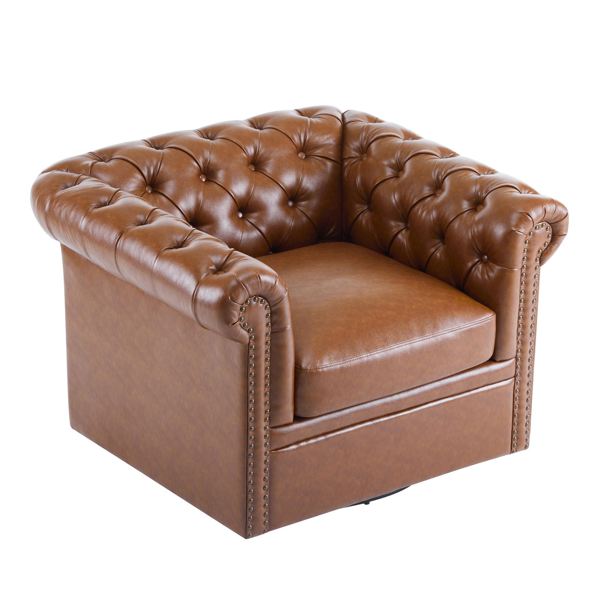 Chesterfield Style Swivel Club Chair With Button Tufted