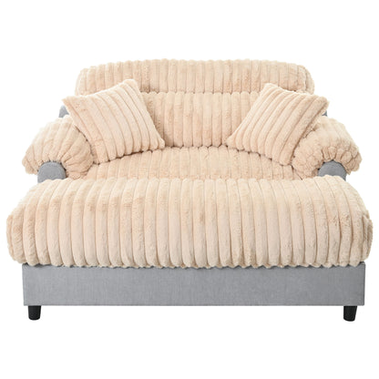 Chaise Lounge Cloud Sofa With 2 Throw Pillows - Champagne