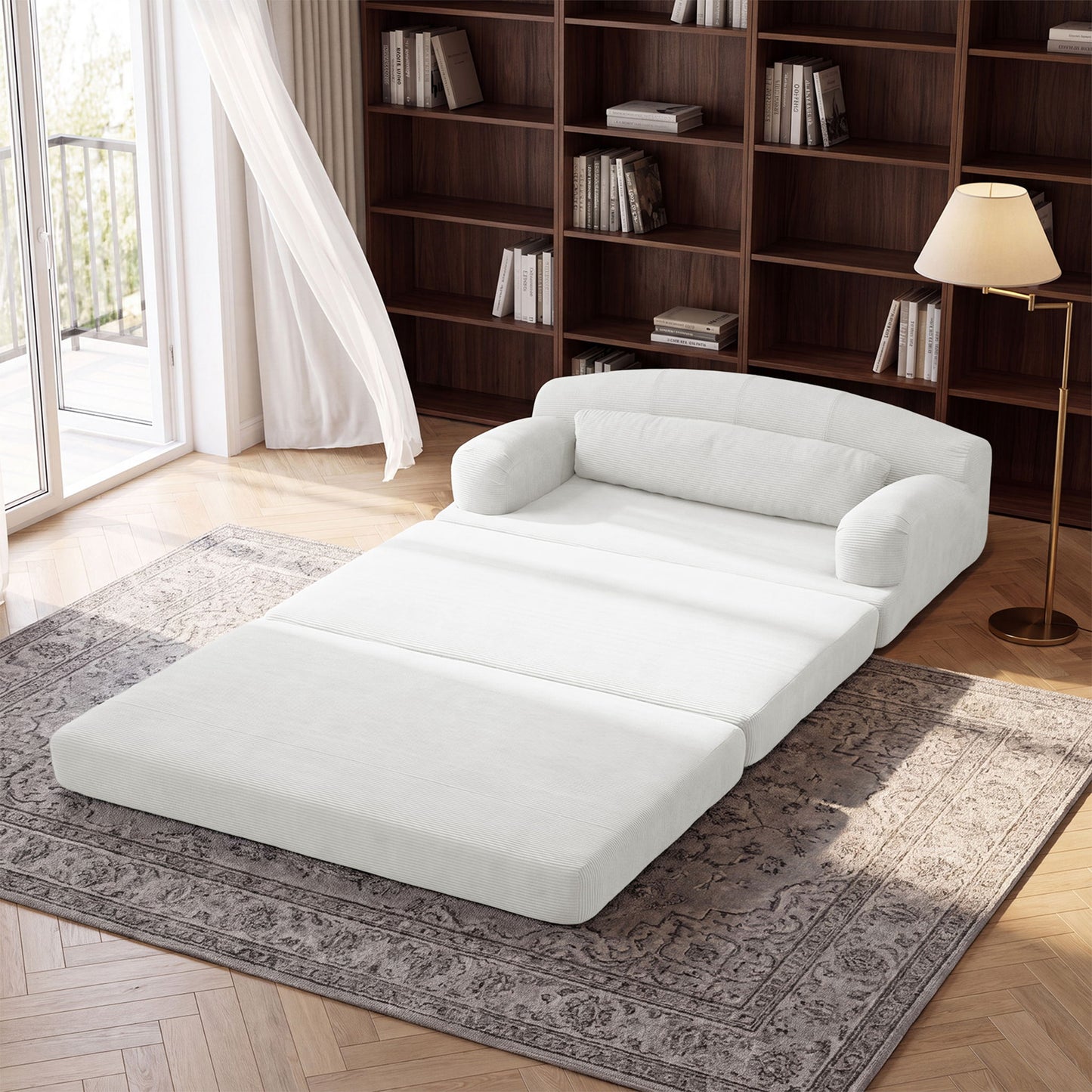 2 Seater Sofa Bed, Compact Foldable Floor Couch