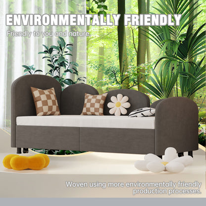 Modern Velvet Upholstered Daybed With Additional Bed Frame