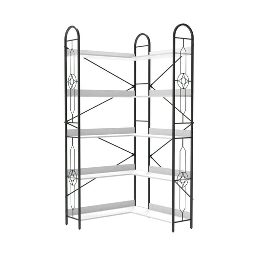 Industrial Style Corner Bookshelf With Thickened Iron Frame