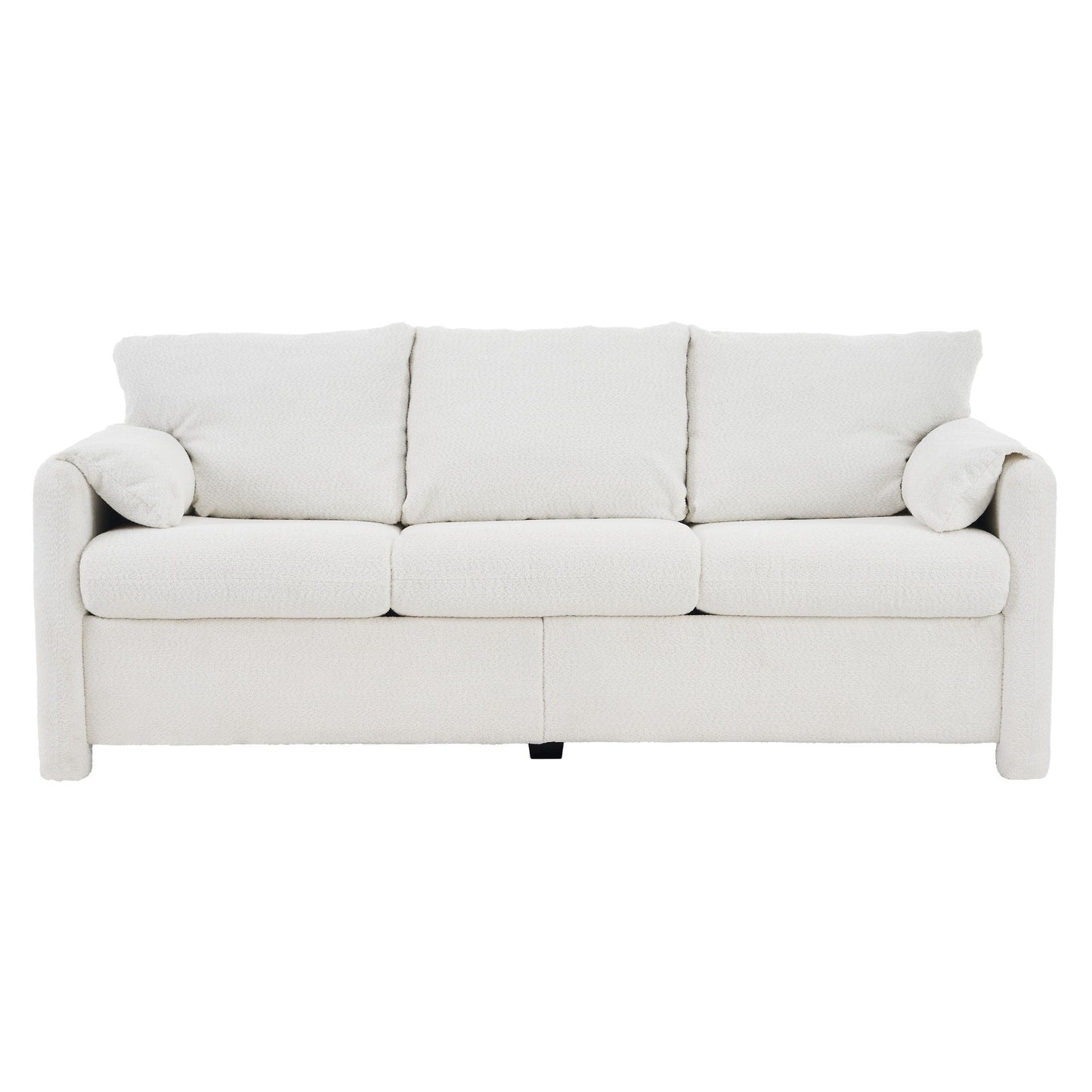 Modern 3 Seater Sofa Chenille Couch Plush Triple Seater Sofa With High Density Foam Cushions, Deep Seat Living Room Couch For Family Room, Apartment & Home Theater - Ivory White