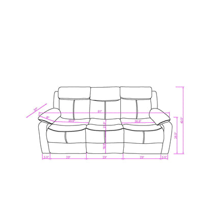 Blanche - Reclining Sofa With LED Lights Frame, Pillow Top Arms - White