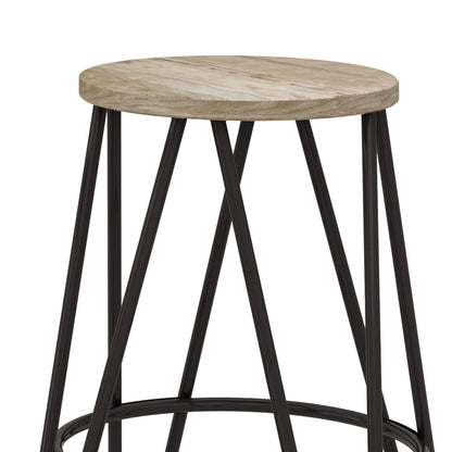 Simeon - Multifunctional Metal Stool With Wood Seat