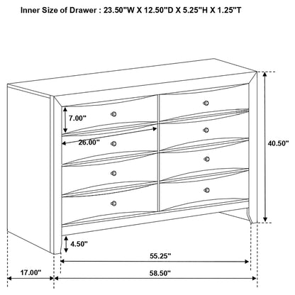 Palamino - 8 Drawer Dresser - Black