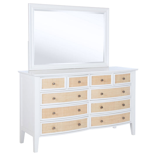 Talia - 10 Drawer Dresser And Mirror Set - White