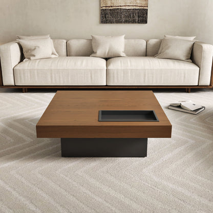 Square Floating Coffee Table For Living Room - Dark Walnut