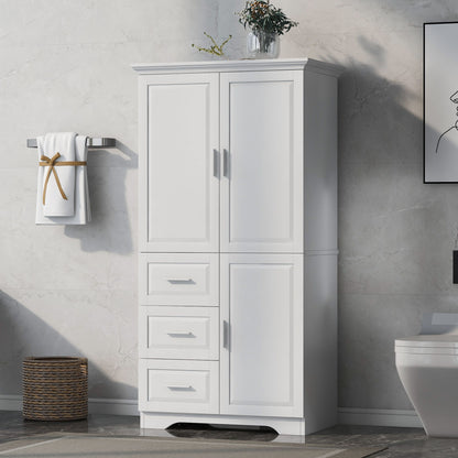 Tall Wide Storage Cabinet With Doors, 3 Drawers