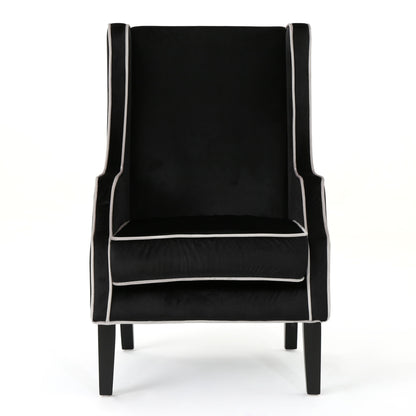 Elegant Velvet Club Chair With Tonal Piping