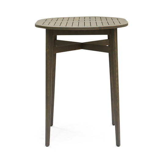 Outdoor Acacia Wood Bar Table With Slat Top