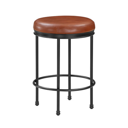Michael - Backless Counter Height Stool With Padded Seat And Powder Coated Frame - Caramel
