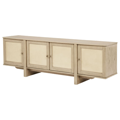 Kimpton - 4 Door Cane TV Stand Media Console - Beige