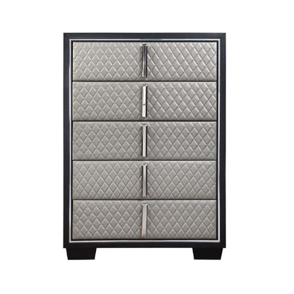 Nicola - Chest - Silver Synthetic Leather & Black