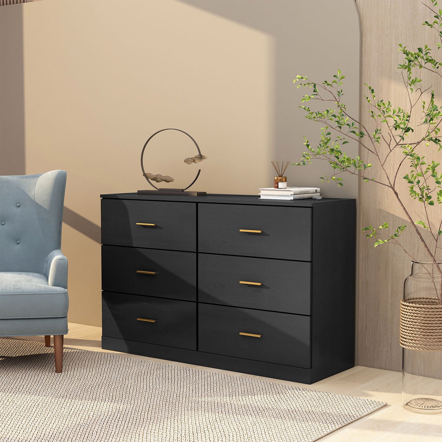 Modern Drawer Dresser For Bedroom, Ample Storage Wide Chest Of Drawers