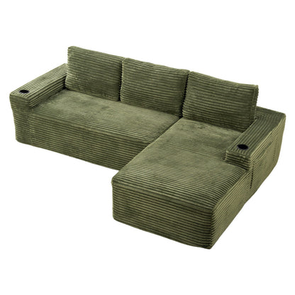 Cloud Sectional Couch, Modular Sectional Sofa With Deep Seat, Boneless Couches With L-Shape Chaise For Living Room - Green