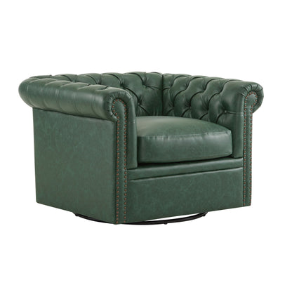 Chesterfield Style Swivel Club Chair With Button Tufted