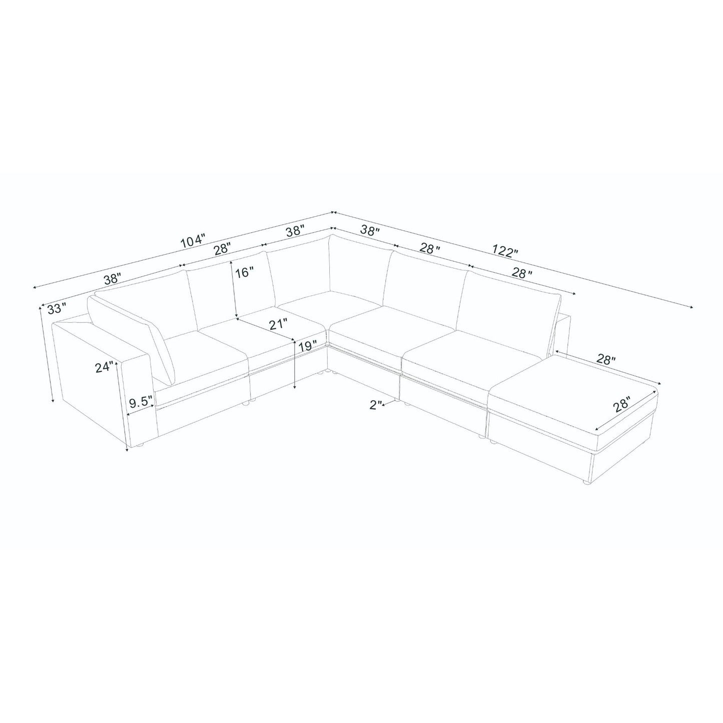 Reversible Modular Sectional Sofa With Custom Configuration