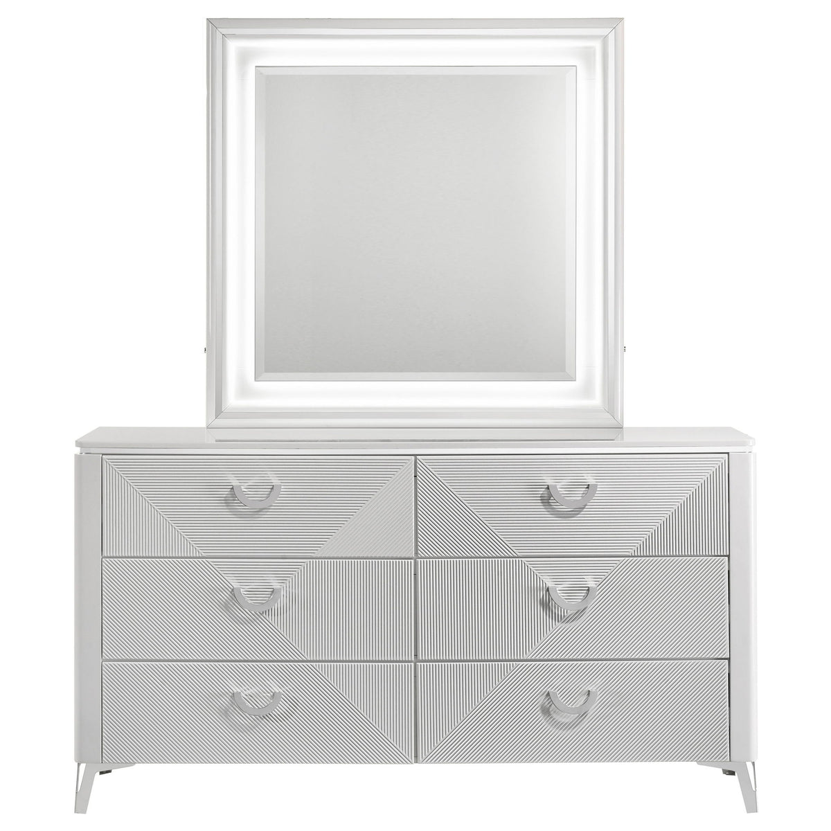 Buckley - 6 Drawer Dresser With Mirror - Gloss White