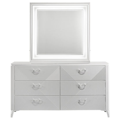Buckley - 6 Drawer Dresser With Mirror - Gloss White