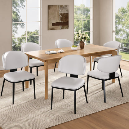 7 Pieces Contemporary Dining Set With Faux Leather Chairs