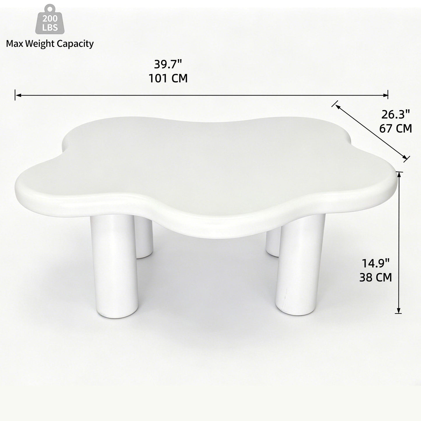 Cloud Shaped Coffee Table With 4 Round Legs