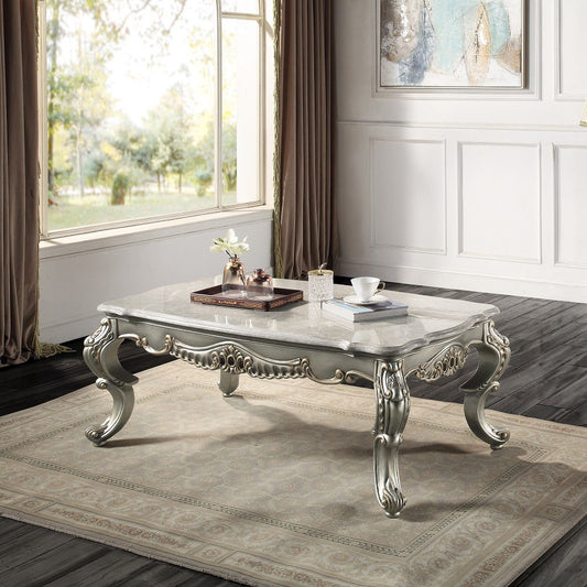 Miliani - Coffee Table With Marble Top - Natural Marble Top & Antique Bronze