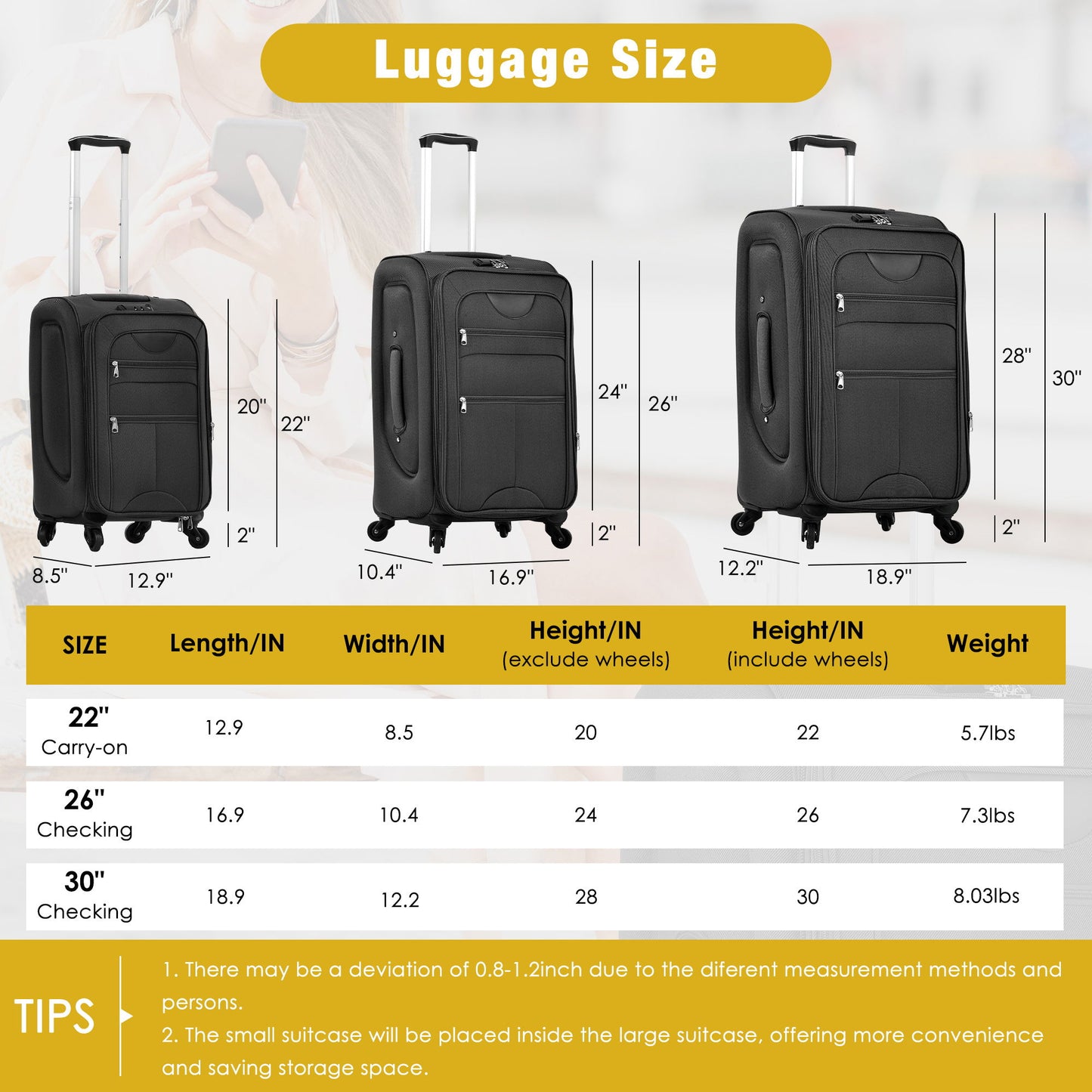 Softside Luggage Expandable Set With Duffel Bag Upright Spinner