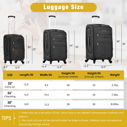 Softside Luggage Expandable Set With Duffel Bag Upright Spinner