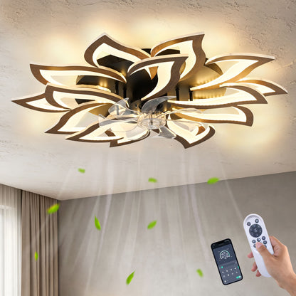 Ceiling Fan With Remote Control And Lights, 6 Speeds, 3 Color Temperatures, Low Profile Flush Mount