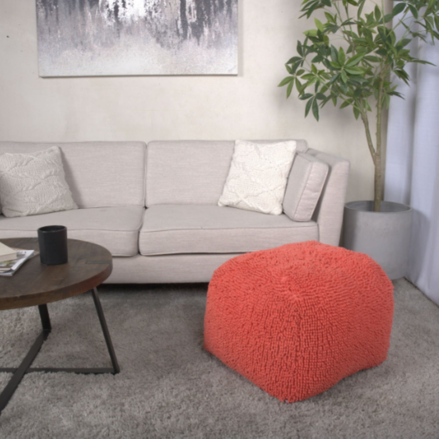 Spongy Microfiber Square Pouf Soft Seating