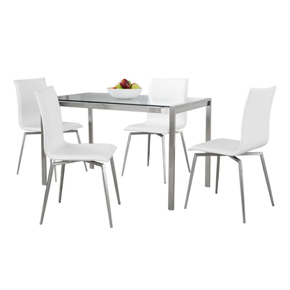 Fuji Mason - Upholstered Swivel Contemporary Dining Set Dining Set, Glass, 5 Piece