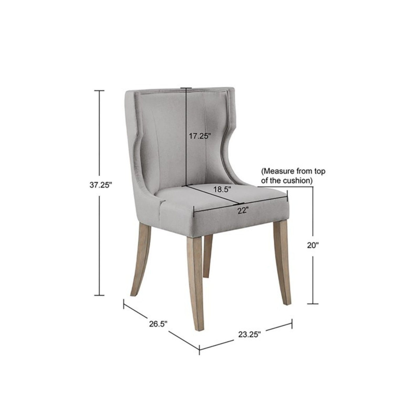 Upholstered Wingback Dining Chair - Light Gray