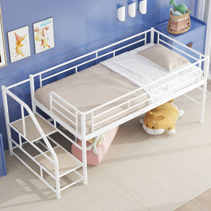 Loft Bed With Storage Stairs And Metal Frame