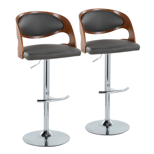 Pino - Mid Century Modern Adjustable Barstool & Swivel With Rounded T Footrest (Set of 2)