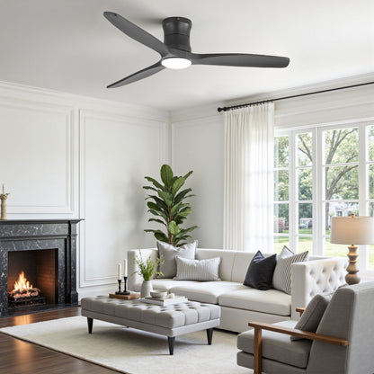52" Ceiling Fan With Light, Dimmable DC Reversible Motor, 3 Blades