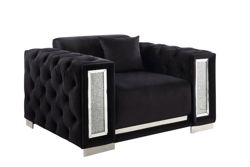 Trislar - Chair With Pillow (Same Lv01399) - Black Velvet