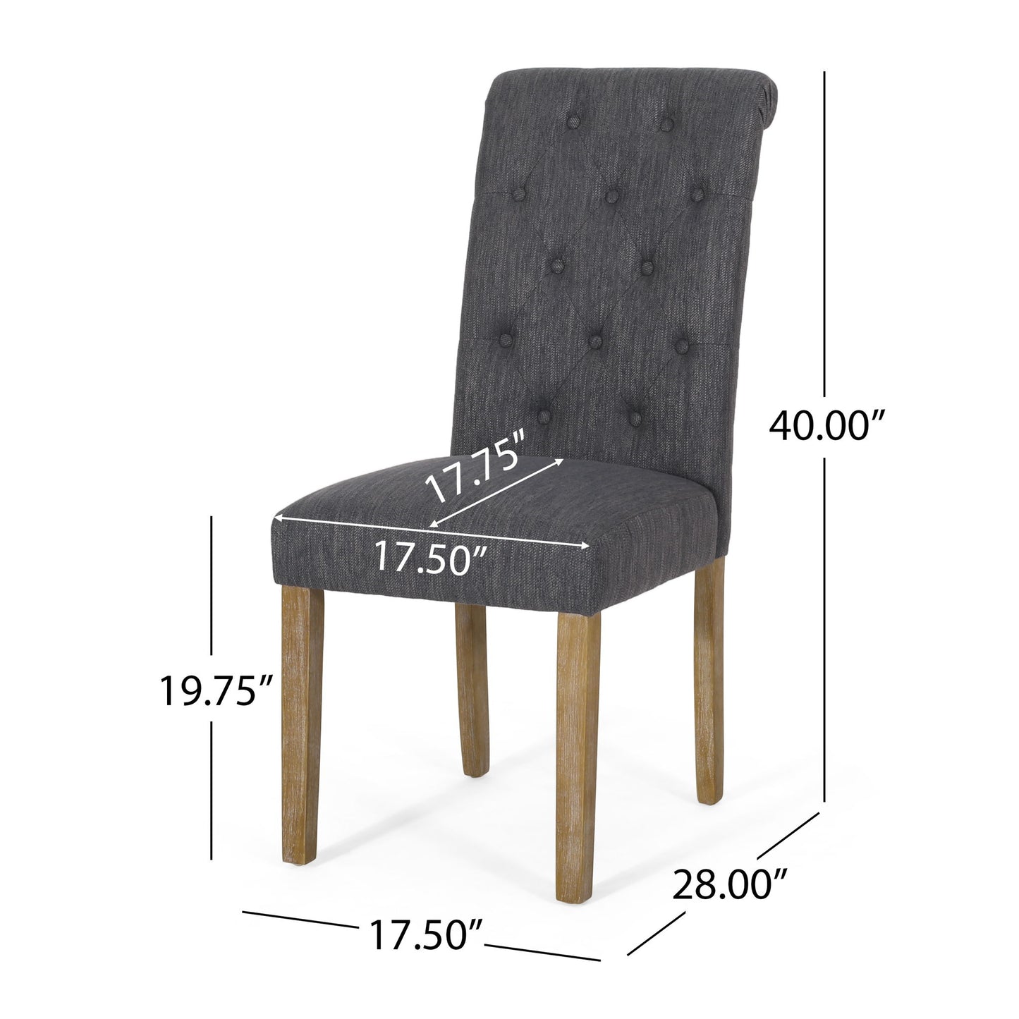 Contemporary Dining Chair (Set of 2) With Button Tufted Design - Charcoal